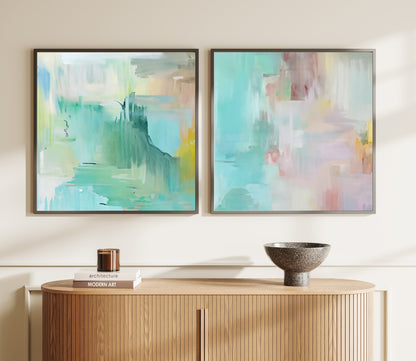 Art Wall (2 Canvas Prints) - Turquoise Calm #1, Whisper #2