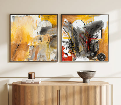 Art Wall (2 Canvas Prints) - Sandstorm #1, Desert fire #2