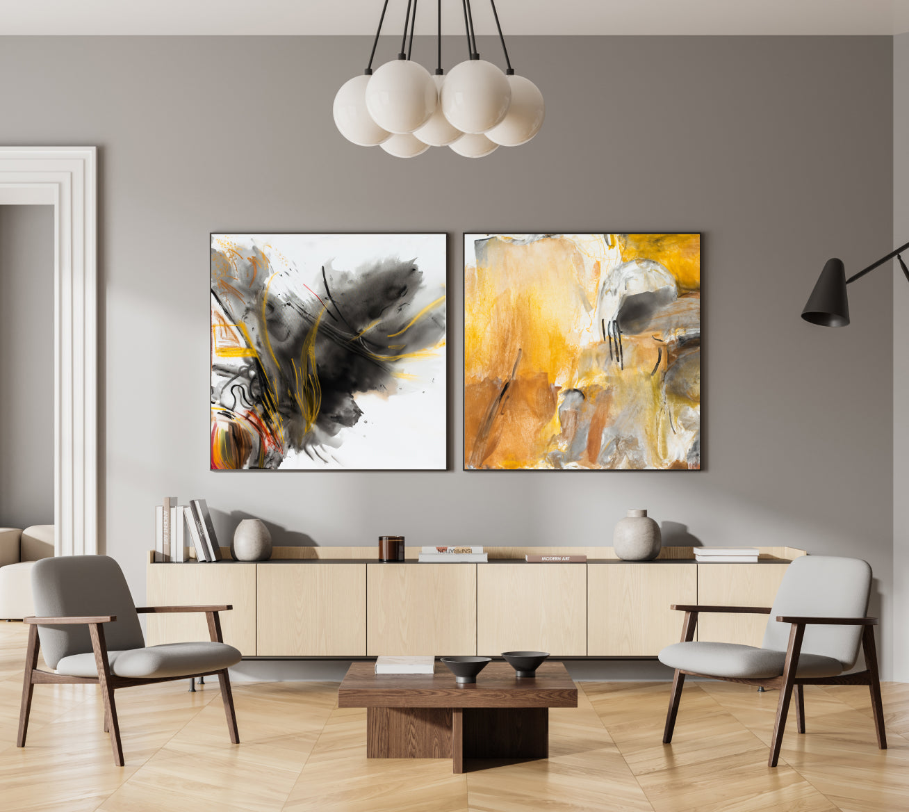 Art Wall (2 Canvas Prints) - Ashen Desert #1, Sandstorm #2