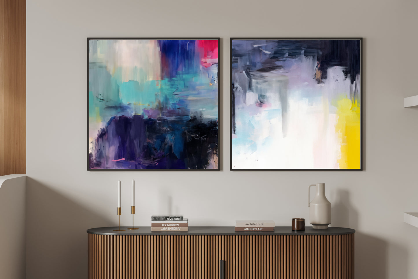 Art Wall (2 Canvas Prints) - Dark Lake #1, After Rainfall #2