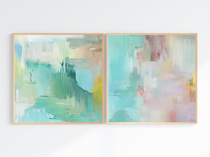 Art Wall (2 Canvas Prints) - Turquoise Calm #1, Whisper #2