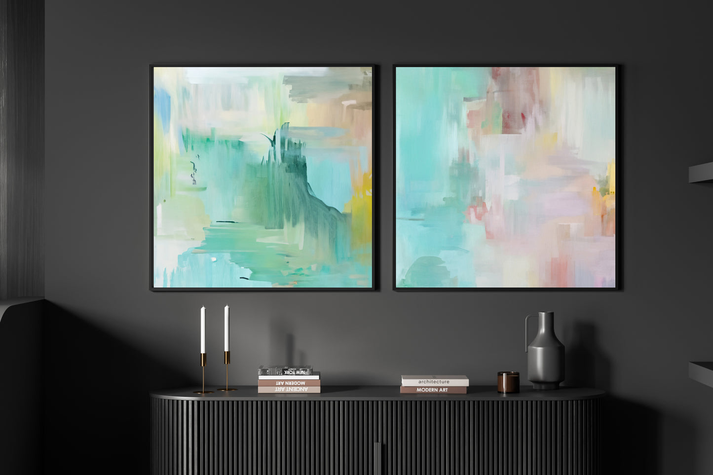 Art Wall (2 Canvas Prints) - Turquoise Calm #1, Whisper #2