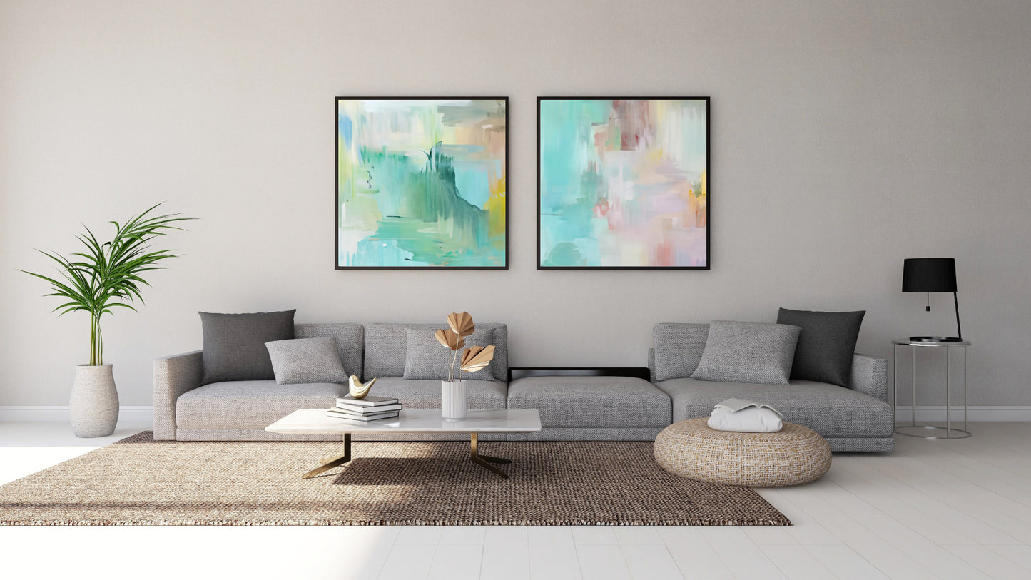 Art Wall (2 Canvas Prints) - Turquoise Calm #1, Whisper #2