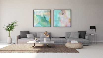 Art Wall (2 Canvas Prints) - Turquoise Calm #1, Whisper #2