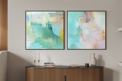 Art Wall (2 Canvas Prints) - Turquoise Calm #1, Whisper #2