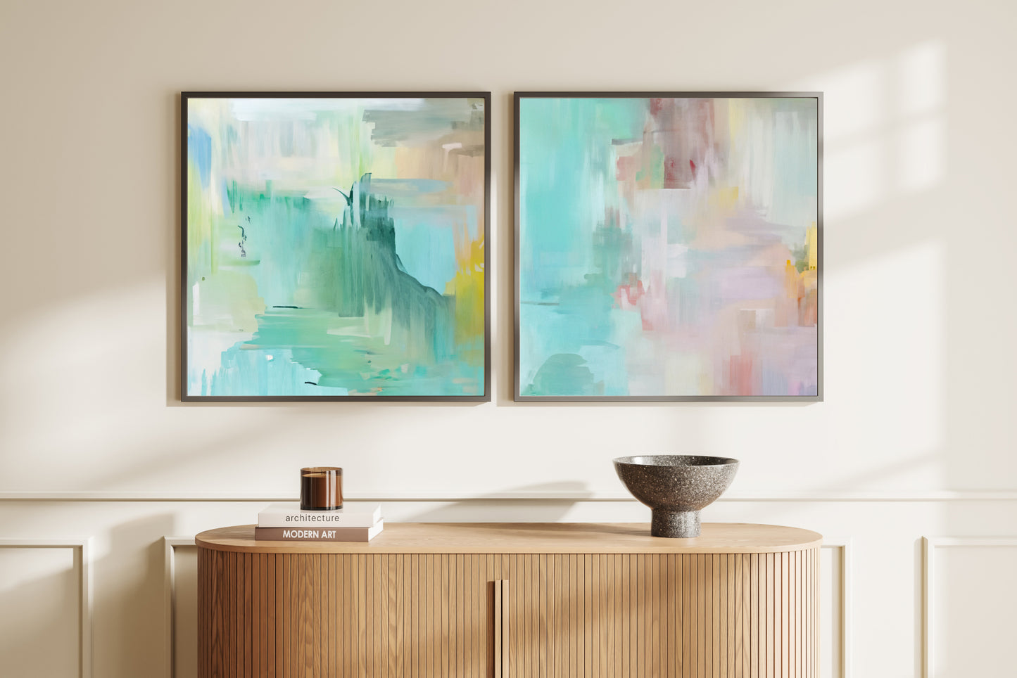 Art Wall (2 Canvas Prints) - Turquoise Calm #1, Whisper #2