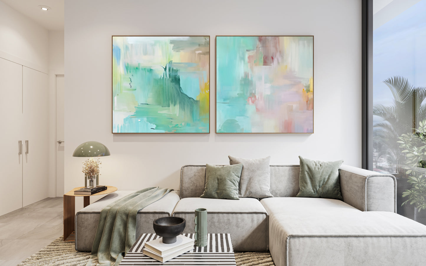 Art Wall (2 Canvas Prints) - Turquoise Calm #1, Whisper #2