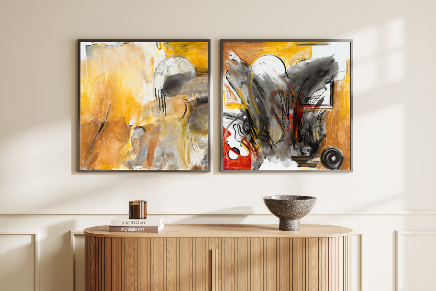 Art Wall (2 Canvas Prints) - Sandstorm #1, Desert fire #2