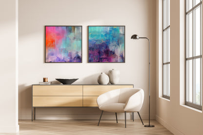 Art Wall (2 Canvas Prints) -  Canary Skies #1,  Violet Waters #2