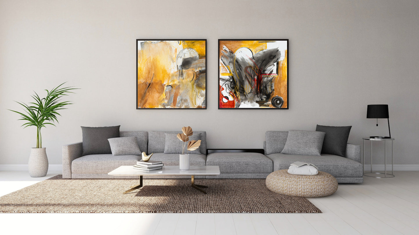 Art Wall (2 Canvas Prints) - Sandstorm #1, Desert fire #2