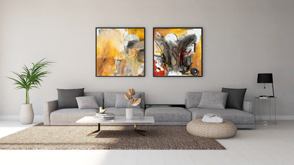 Art Wall (2 Canvas Prints) - Sandstorm #1, Desert fire #2