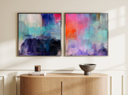 Art Wall (2 Canvas Prints) -  Dark Lake #1, Canary Skies #2