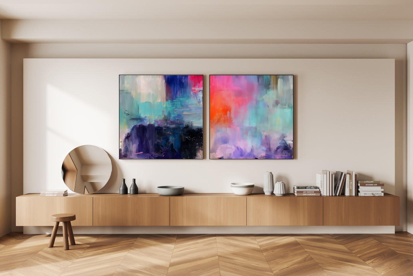 Art Wall (2 Canvas Prints) -  Dark Lake #1, Canary Skies #2