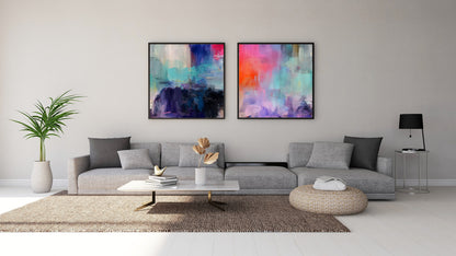 Art Wall (2 Canvas Prints) -  Dark Lake #1, Canary Skies #2