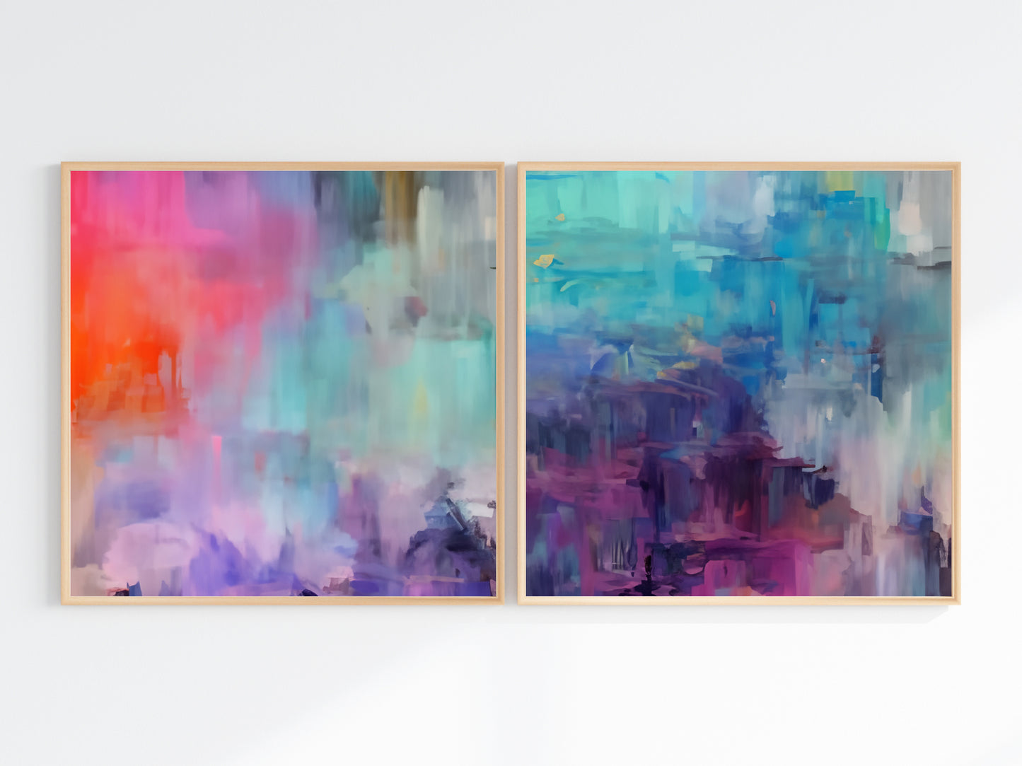 Art Wall (2 Canvas Prints) -  Canary Skies #1,  Violet Waters #2