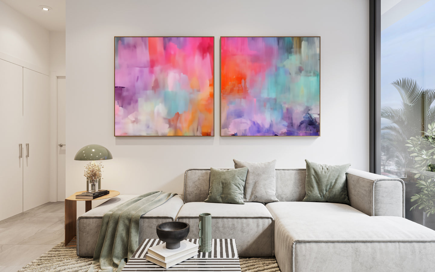 Art Wall (2 Canvas Prints) -  Bloom #1, Canary Skies #2