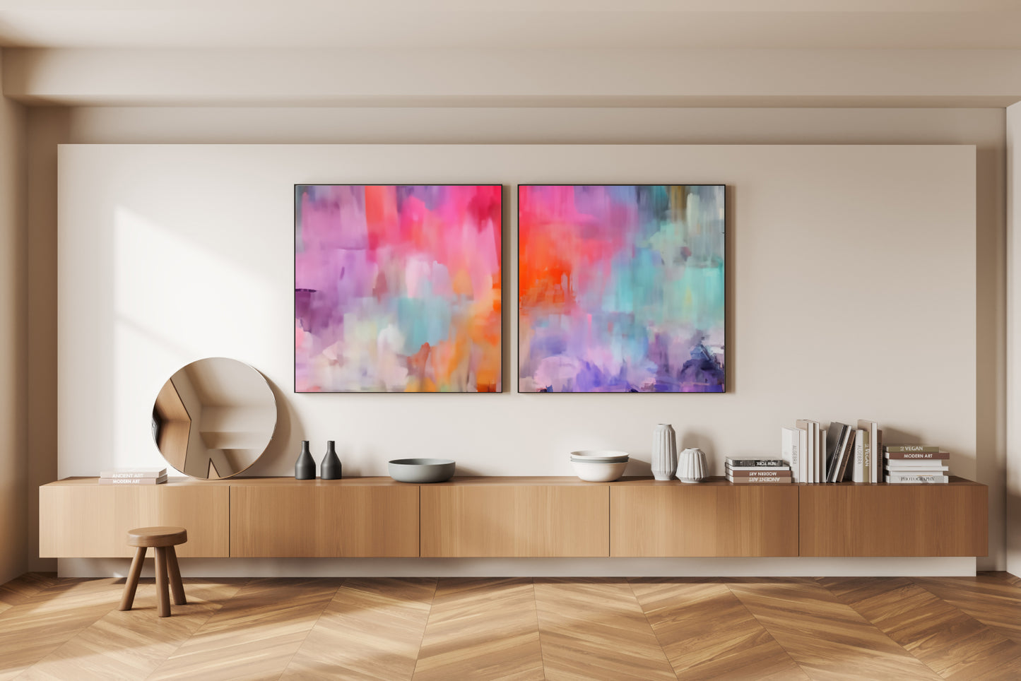 Art Wall (2 Canvas Prints) -  Bloom #1, Canary Skies #2