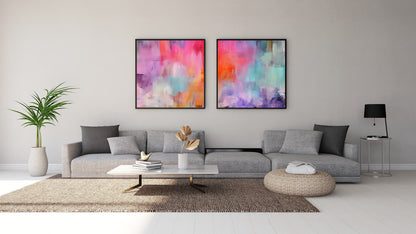 Art Wall (2 Canvas Prints) -  Bloom #1, Canary Skies #2