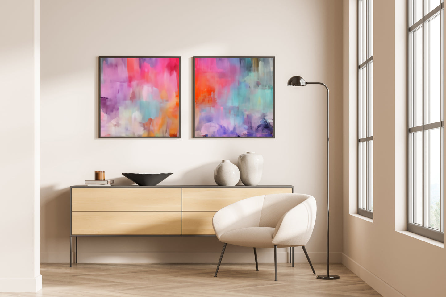 Art Wall (2 Canvas Prints) -  Bloom #1, Canary Skies #2