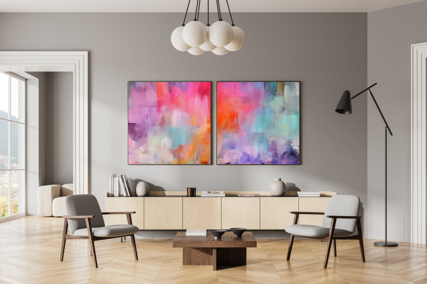 Art Wall (2 Canvas Prints) -  Bloom #1, Canary Skies #2