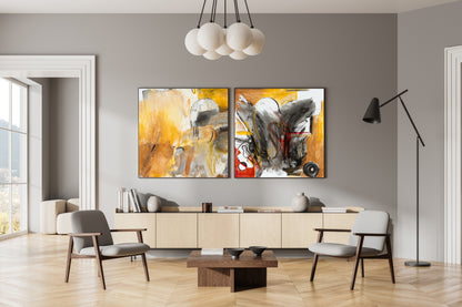 Art Wall (2 Canvas Prints) - Sandstorm #1, Desert fire #2