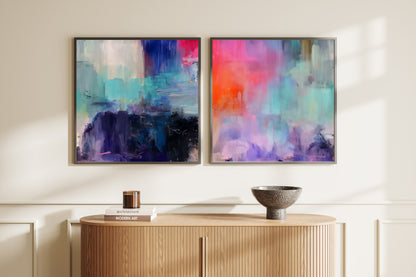 Art Wall (2 Canvas Prints) -  Dark Lake #1, Canary Skies #2