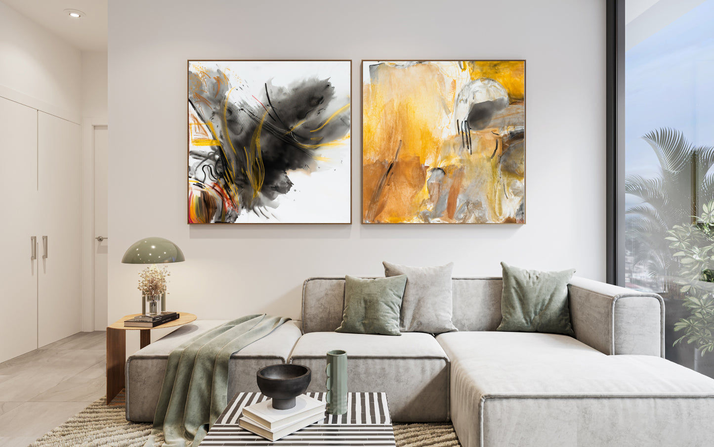 Art Wall (2 Canvas Prints) - Ashen Desert #1, Sandstorm #2