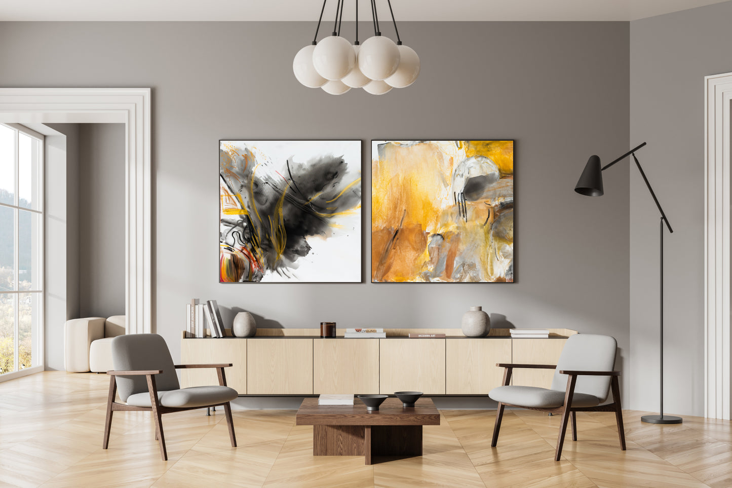 Art Wall (2 Canvas Prints) - Ashen Desert #1, Sandstorm #2